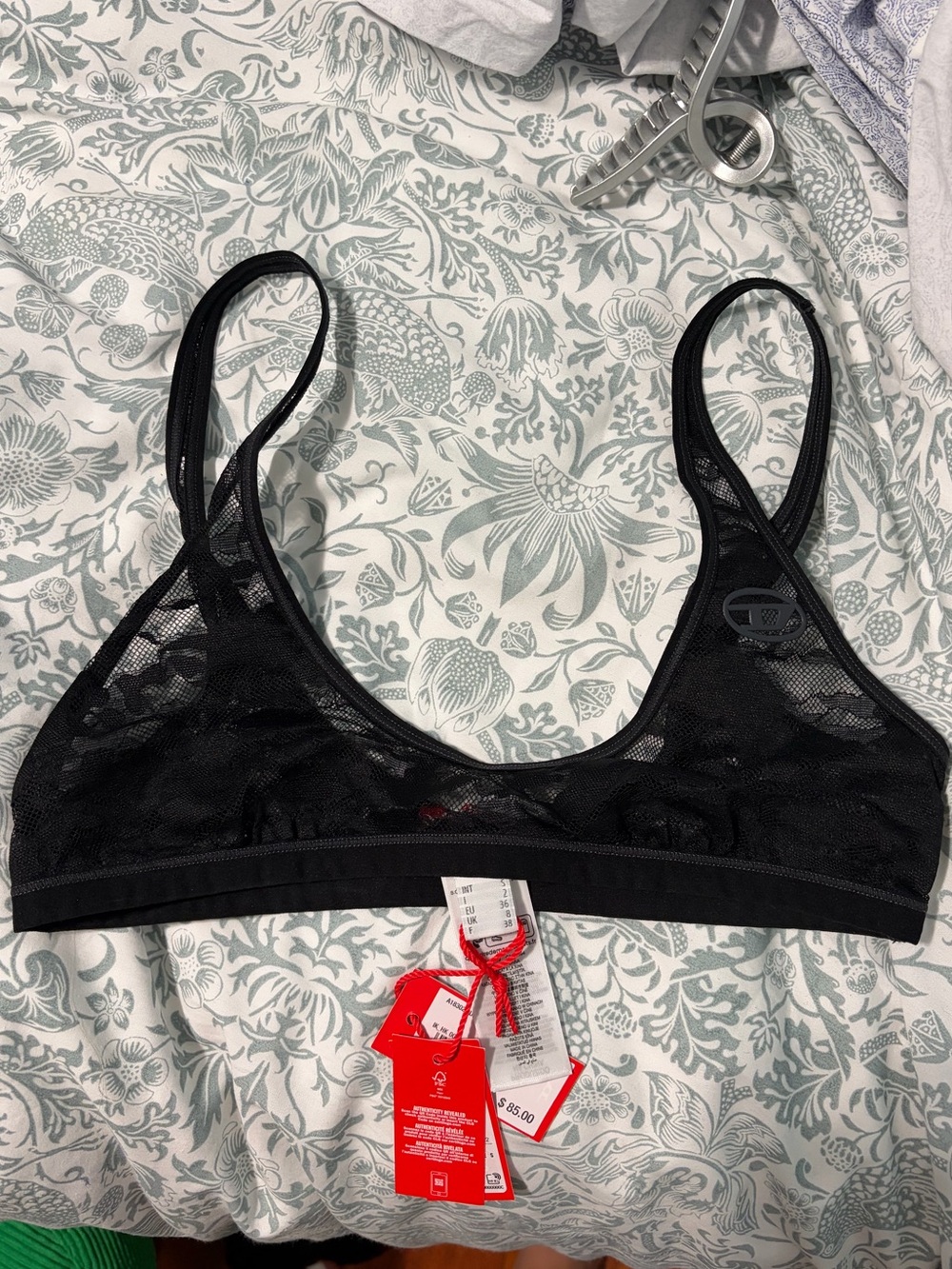 Diesel Black Sheer Mesh Bralette